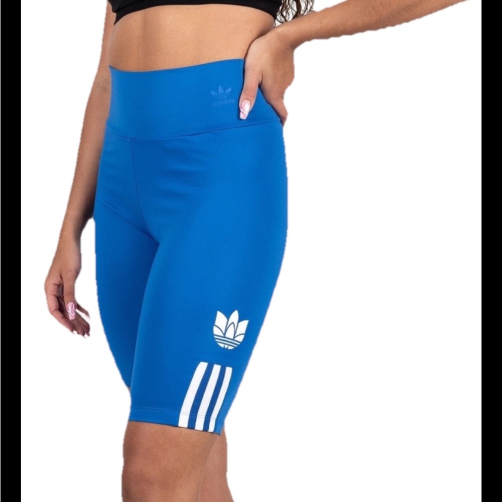 Adidas Women's Originals 3D Trefoil Short Tights GM6765., Blue/White Large, wai